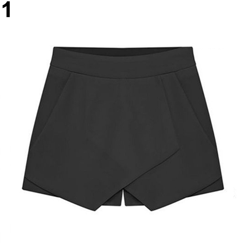 2021 High quality New Women Summer Sexy Casual Asymmetrical Front Candy Color Shorts Mini Skirt Stretch Bright Zipper