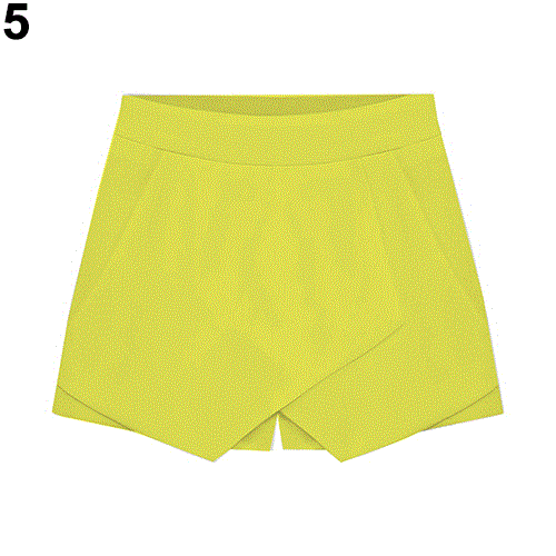 2021 High quality New Women Summer Sexy Casual Asymmetrical Front Candy Color Shorts Mini Skirt Stretch Bright Zipper