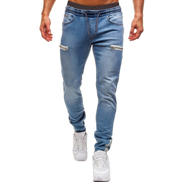 2021 High quality Biker Slim Fit Denim Men Multi-pocket Zipper Pencil Pants Casual Jeans Fashion Trousers
