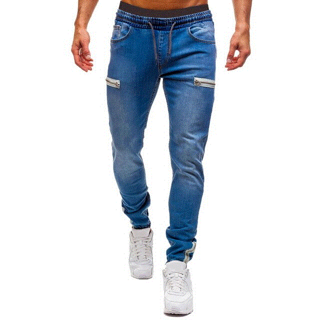 2021 High quality Biker Slim Fit Denim Men Multi-pocket Zipper Pencil Pants Casual Jeans Fashion Trousers