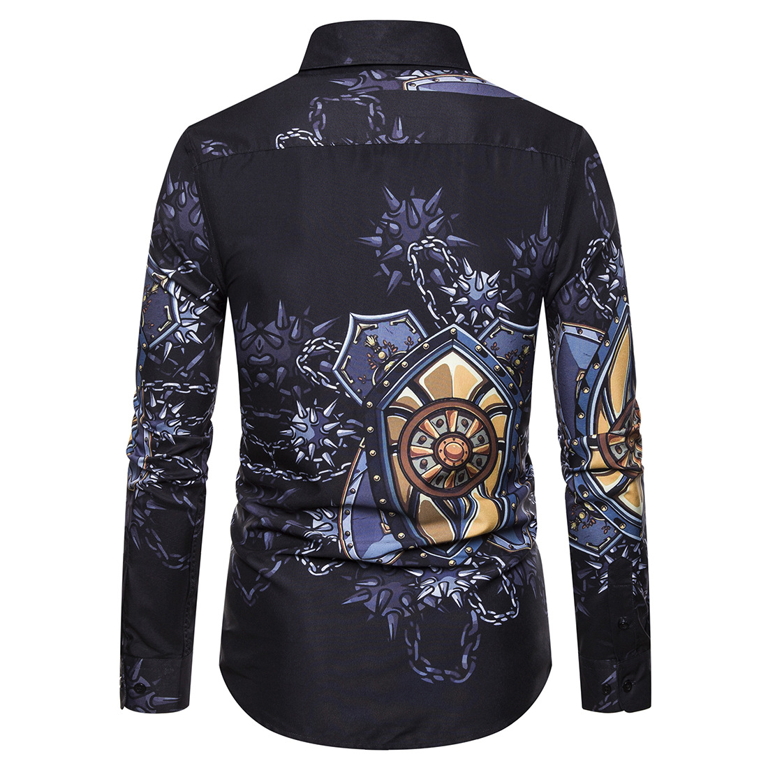 2021 High quality Printed Men Shirt Casual Nightclub Party Slim Fit Long Sleeve Mens Dress Shirts