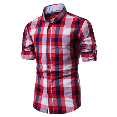 2021 High quality Cotton Plaid Shirt Men Casual Social Business Male Shirt Top Quality Long Sleeve