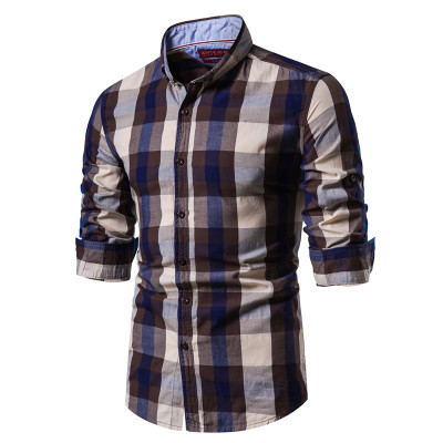 2021 High quality Cotton Plaid Shirt Men Casual Social Business Male Shirt Top Quality Long Sleeve