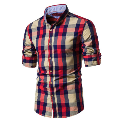 2021 High quality Cotton Plaid Shirt Men Casual Social Business Male Shirt Top Quality Long Sleeve