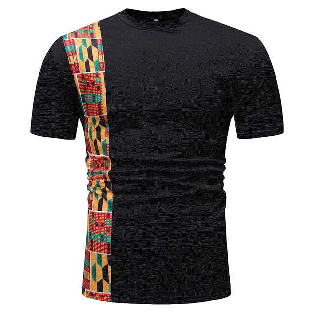 2021 High quality African Print  T-shirts Men Slim Fit O Neck Cotton Tshirts  Short Sleeve shirts