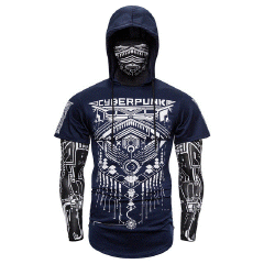 2021 High quality Mens Skull Mask Hoodies Sweatshirt Fake Two Pieces Men Punk Jogging Homme Elastic  Pullover