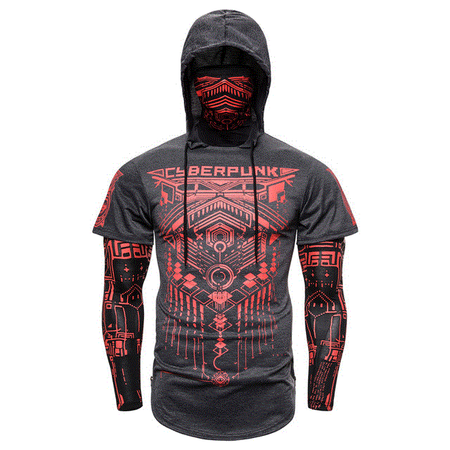 2021 High quality Mens Skull Mask Hoodies Sweatshirt Fake Two Pieces Men Punk Jogging Homme Elastic  Pullover