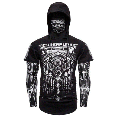 2021 High quality Mens Skull Mask Hoodies Sweatshirt Fake Two Pieces Men Punk Jogging Homme Elastic  Pullover