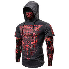 2021 High quality Mens Skull Mask Hoodies Sweatshirt Fake Two Pieces Men Punk Jogging Homme Elastic  Pullover