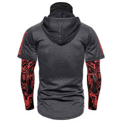 2021 High quality Mens Skull Mask Hoodies Sweatshirt Fake Two Pieces Men Punk Jogging Homme Elastic  Pullover