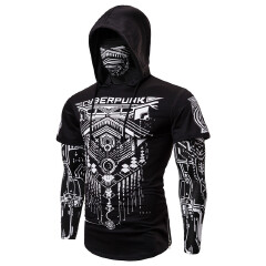 2021 High quality Mens Skull Mask Hoodies Sweatshirt Fake Two Pieces Men Punk Jogging Homme Elastic  Pullover
