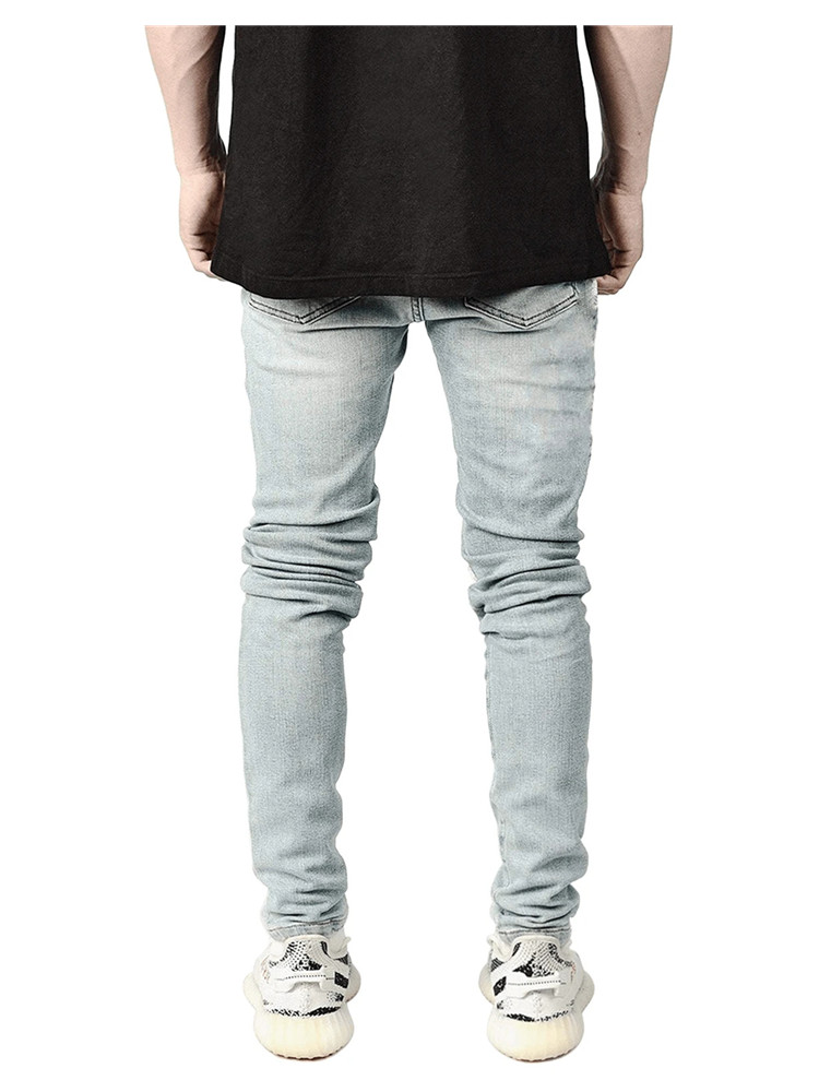 2021 High quality Fashion Men Skinny tousers  Grid Patchwork Stretch Denim Pants Elastic Hip-Hop Jogging Pencil Pants