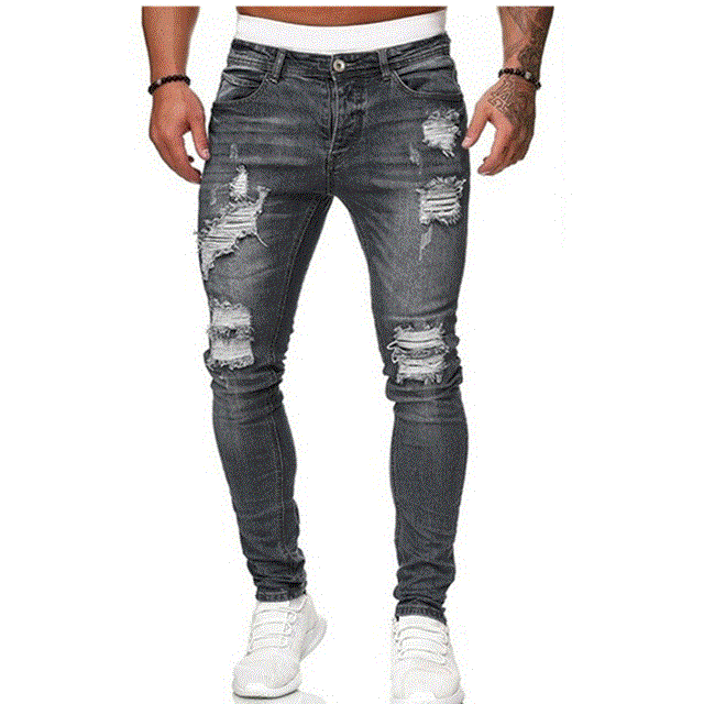 2021 High quality Men Jeans Skinny Pure Color Elastic Denim Pant Male Casual Waistline jogging Hip Hop Pencil trousers