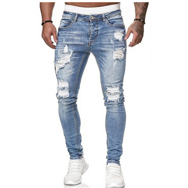 2021 High quality Men Jeans Skinny Pure Color Elastic Denim Pant Male Casual Waistline jogging Hip Hop Pencil trousers
