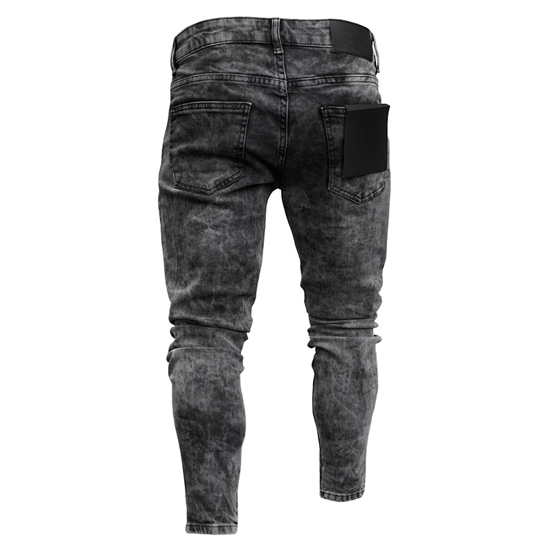 2021 High quality Fashion Men hot sale High Elastic Skinny Trousers jeans Men Zipper Jogging Casual Pencil Long Pants
