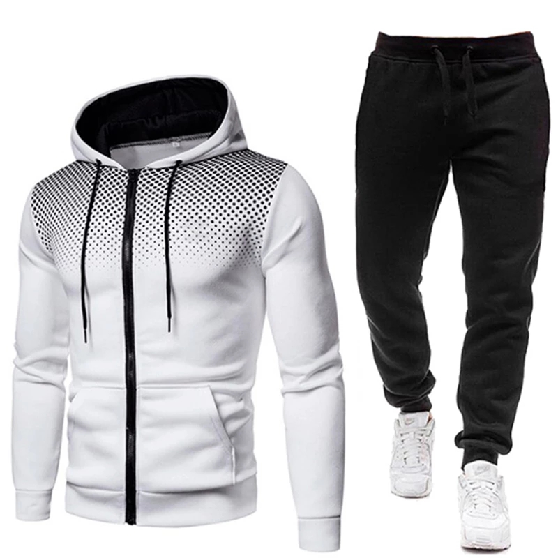 2021 High quality Men Casual Sets Spring Autumn Jogger Tracksuit Zipper Hoodies Pants Sets Men's Sportswear Suits