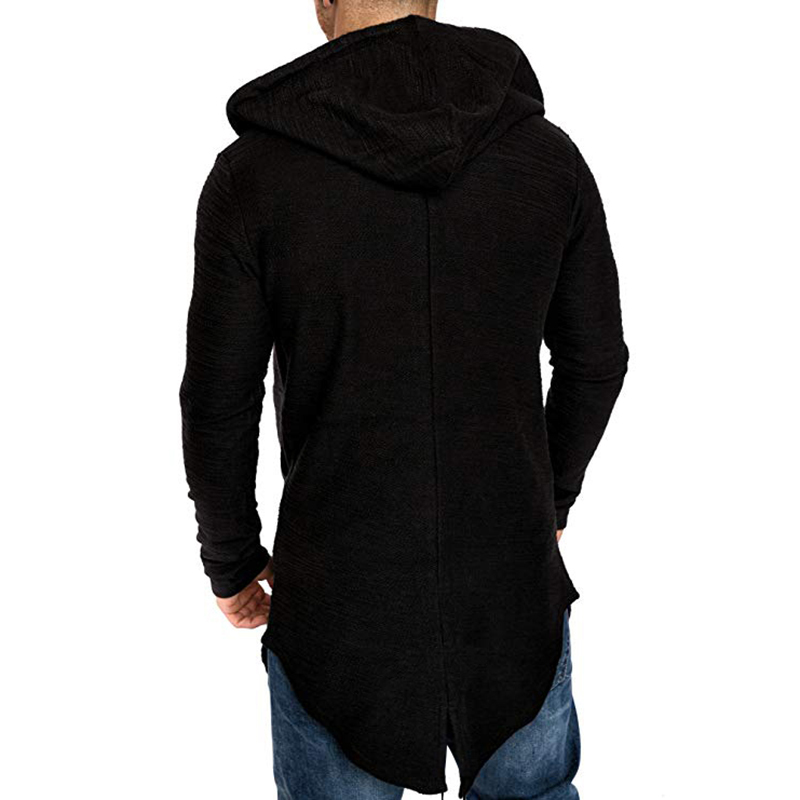 2021 High quality Men Dovetail Long Style Trench Male Cool Style Zip Sports Jacket Long Sleeve Hooded Coat Plus Size