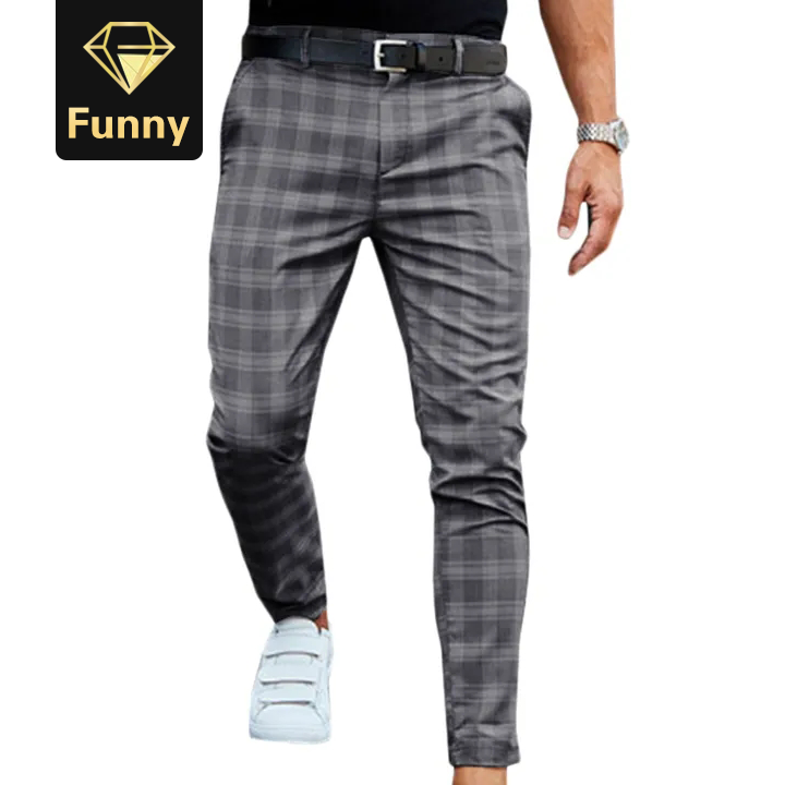 2021 High quality Men Pants Smart Casual Pants Men Clothing Plaid Pencil Pants Men Clothing  Long Trousers Male