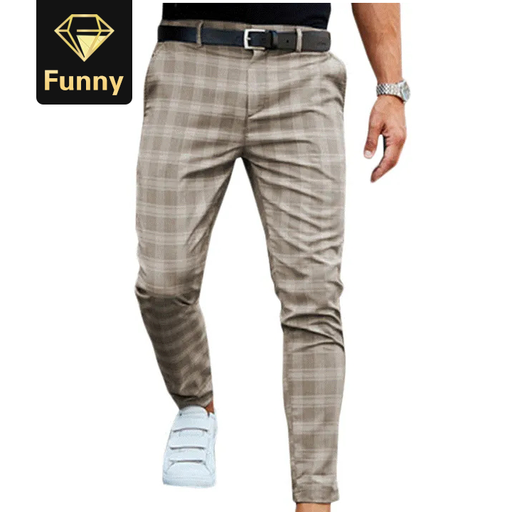 2021 High quality Men Pants Smart Casual Pants Men Clothing Plaid Pencil Pants Men Clothing  Long Trousers Male