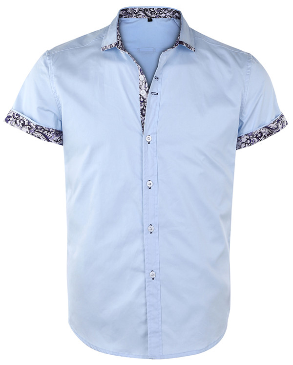 2021 High quality Men's Short Sleeve Floral Print Patchwork Button Down Casual Shirts Work Slim Fit Shirt Plus Size