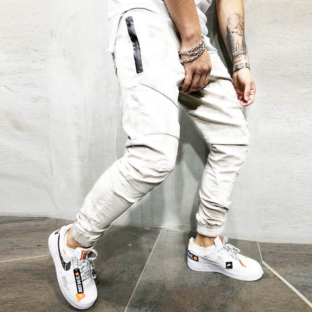 2021 High quality Men Pencil Pant Jogger Sweatpants Hip Hop Slim Trousers Autumn Winter Male Casual Fashion Streetwear