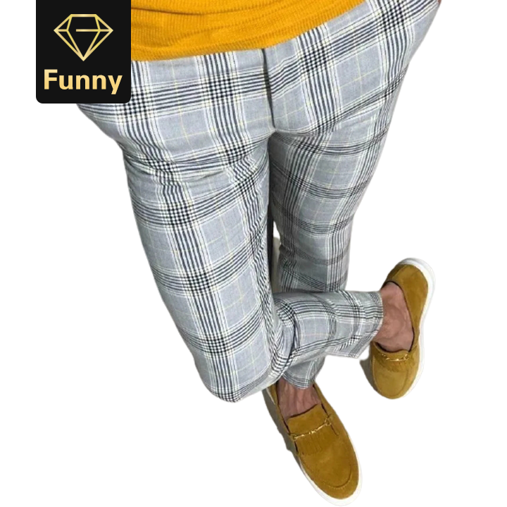 Fashion Mens Slim Fit Plaid Pants Trousers Casual Joggers Tartan Jogging Skinny Pencil Bottom