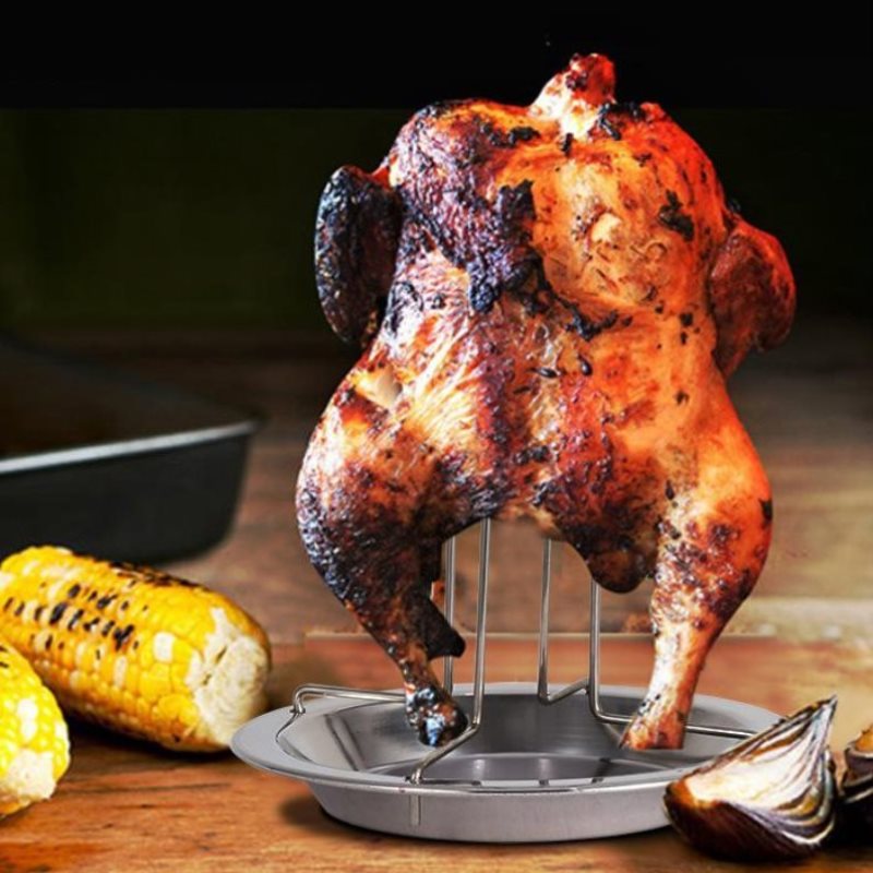 Barbecue Grilling Cooking Pans Non-Stick Chicken Roaster Rack With Bowl BBQ kitchen Accessories Tool