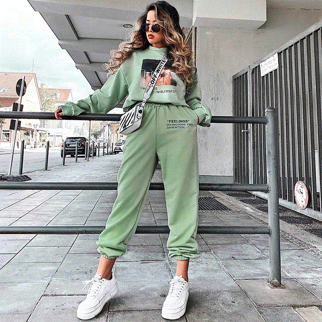 2021 High quality Casual women sweatpant cotton letter print summer elastic high waist trousers
