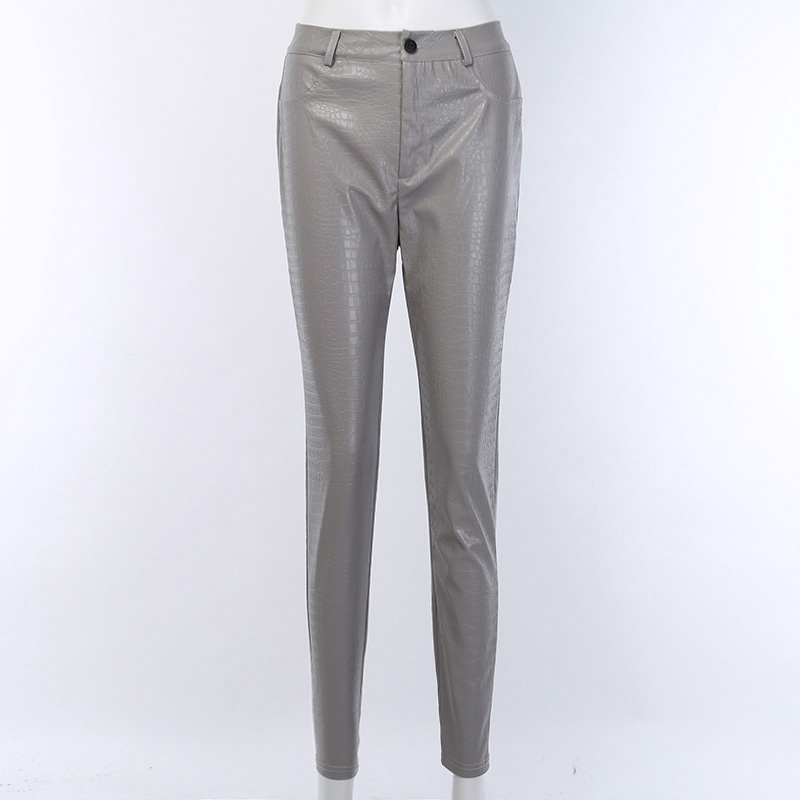 2021 High quality Black High Waist Pencil Faux Leather Pants Women Casual Elegant Ankle Length Trousers