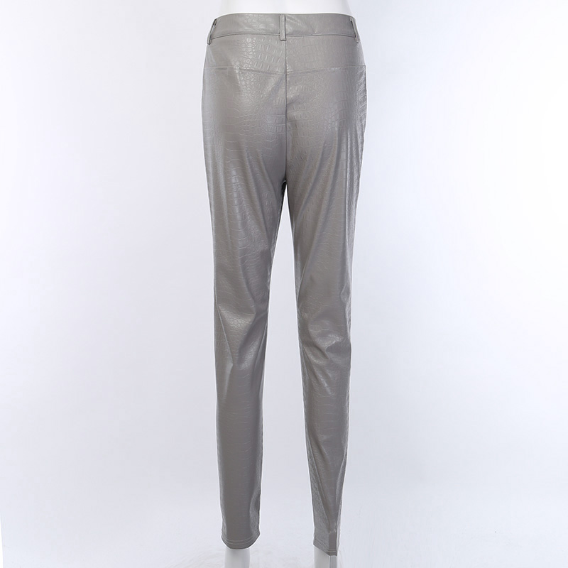 2021 High quality Black High Waist Pencil Faux Leather Pants Women Casual Elegant Ankle Length Trousers