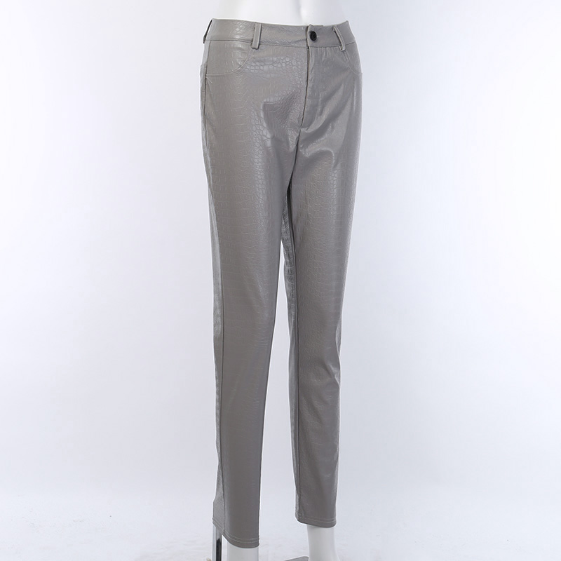 2021 High quality Black High Waist Pencil Faux Leather Pants Women Casual Elegant Ankle Length Trousers
