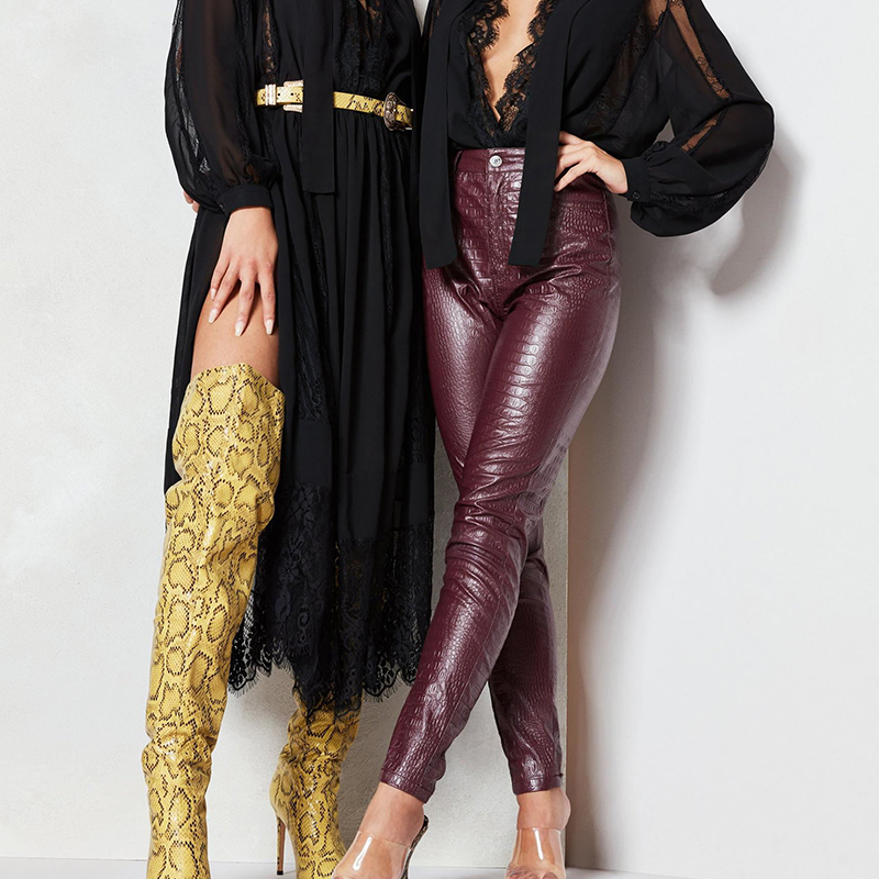 2021 High quality Black High Waist Pencil Faux Leather Pants Women Casual Elegant Ankle Length Trousers