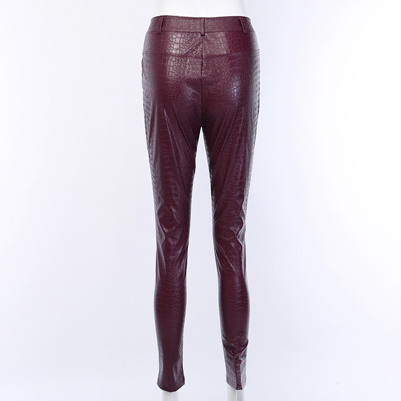 2021 High quality Black High Waist Pencil Faux Leather Pants Women Casual Elegant Ankle Length Trousers