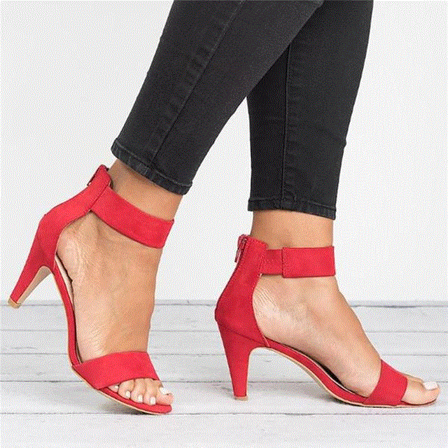 2021 High quality Women Square Heel Sandals Leopard High Heels  Strap Female Zipper Fashion Woman Sandal Sandalias