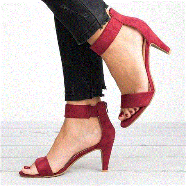 2021 High quality Women Square Heel Sandals Leopard High Heels  Strap Female Zipper Fashion Woman Sandal Sandalias