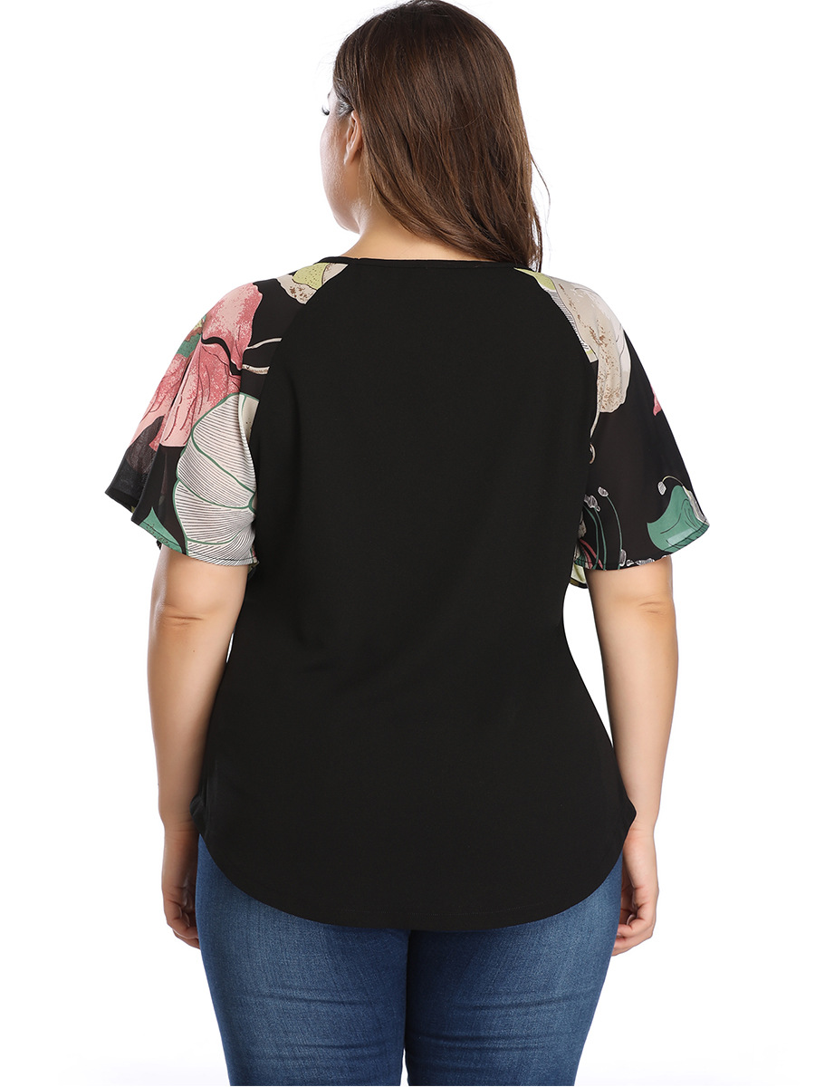 2021 High quality Women Tops Fashion O Neck Floral Print Short Sleeve Ladies Tunic Tops Elegant blouse Plus Size