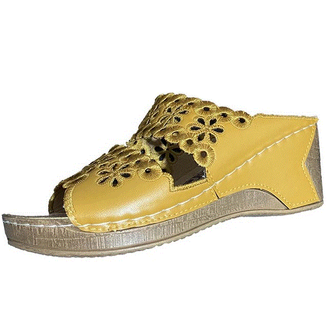 2021 High quality Summer Women Sandals Embroidery Female Open Toe Women Shoes Fashion Wedge Slides Ladies Sandals