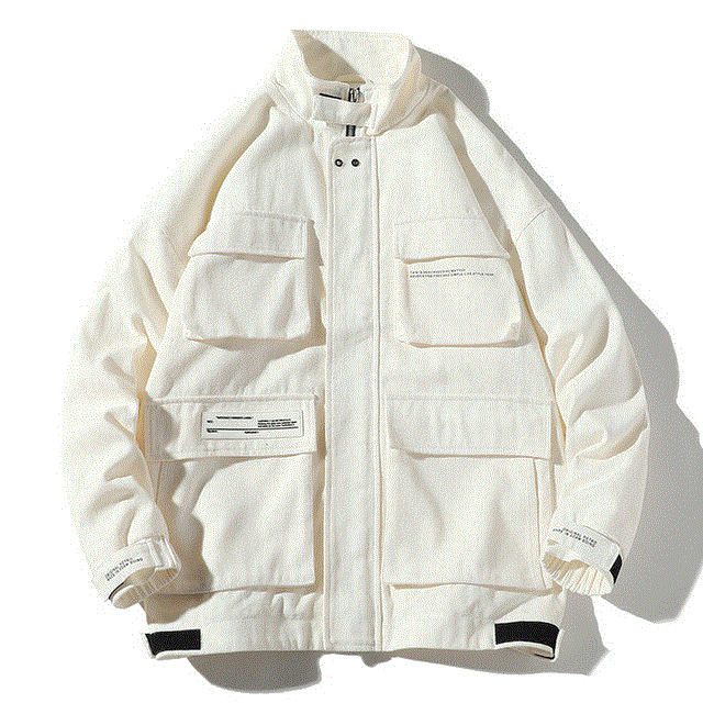 2021 High quality Jackets Men Streetwear Solid Color Jacket Hip Hop Long Sleeve Coat Pocket Jackets Men