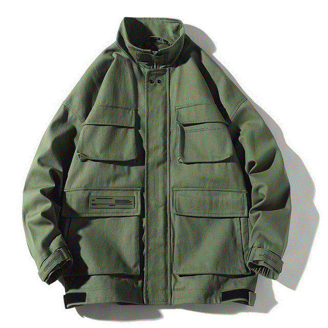 2021 High quality Jackets Men Streetwear Solid Color Jacket Hip Hop Long Sleeve Coat Pocket Jackets Men