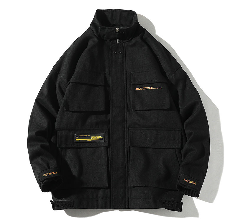 2021 High quality Jackets Men Streetwear Solid Color Jacket Hip Hop Long Sleeve Coat Pocket Jackets Men