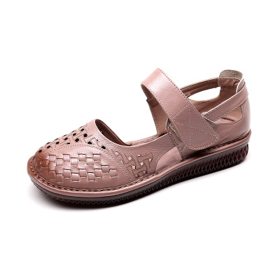 2021 High quality Women flat sandal genuine leather female Flat shoes large size casual soft bottom sandal