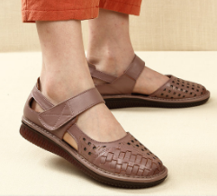 2021 High quality Women flat sandal genuine leather female Flat shoes large size casual soft bottom sandal