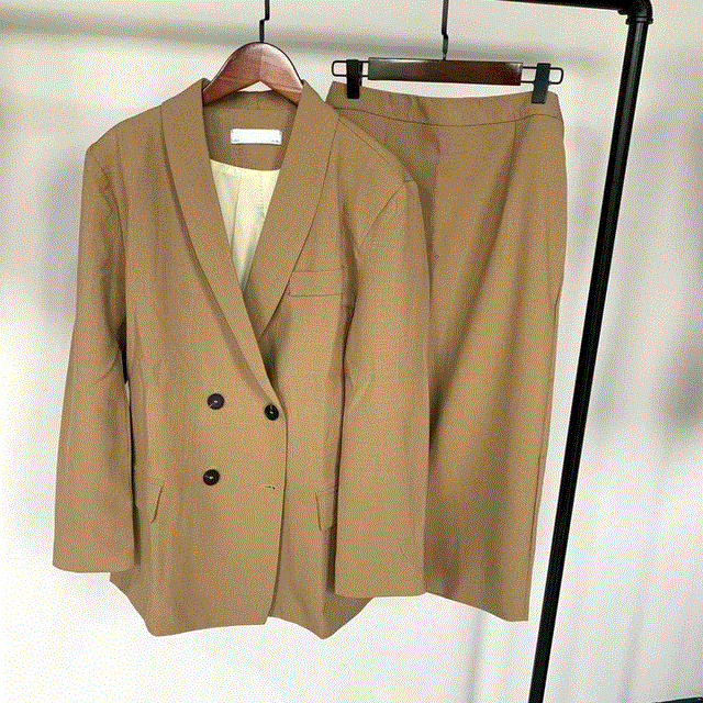 2021 High quality Women Blazer Suits Double Breasted Pink Blazer High Waist Skirt Office Lady Suits