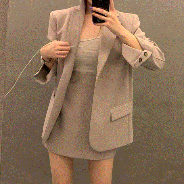 2021 High quality Women Blazer and Skirt Suits Simple Temperament Blazer Coat High Waist A Line Skirts