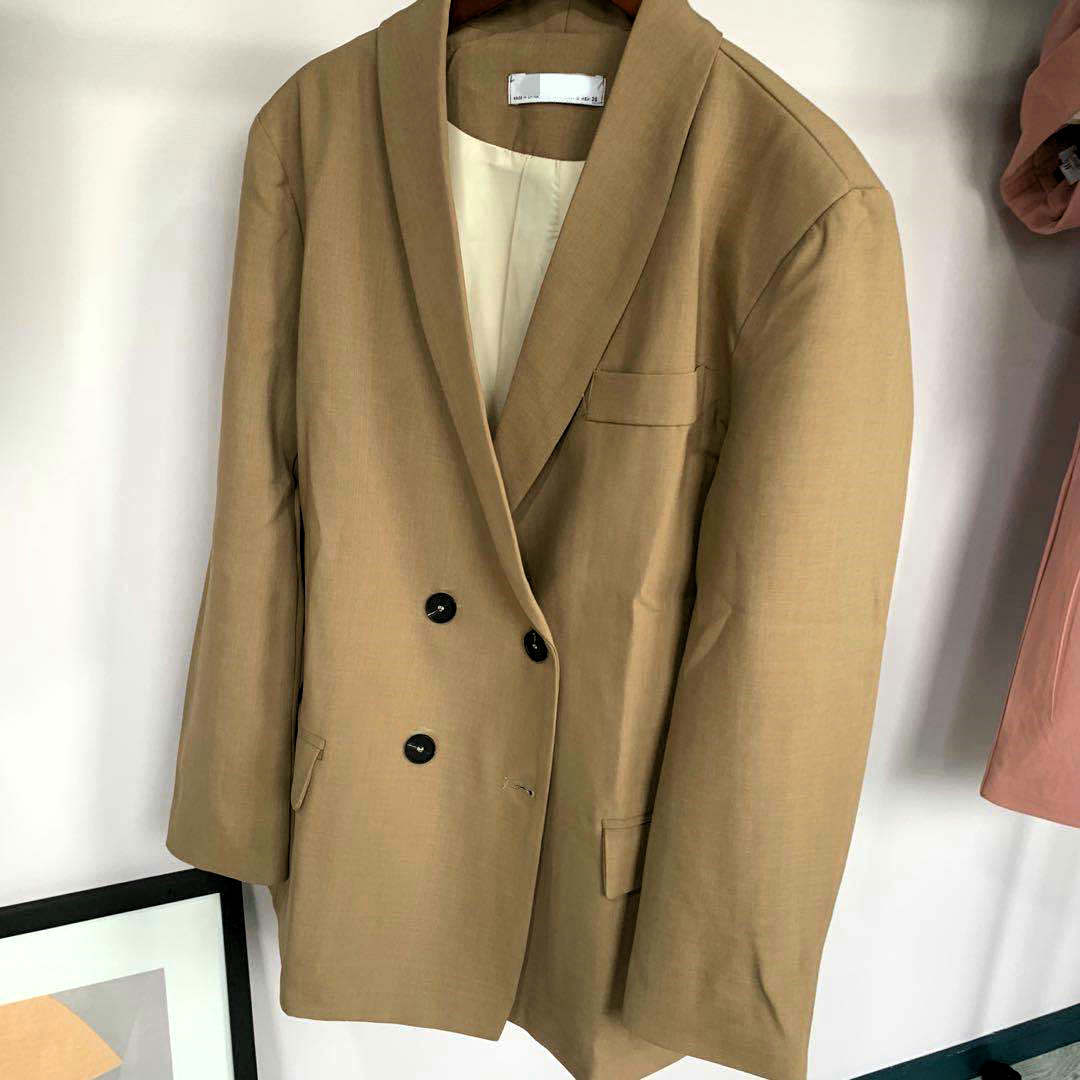 2021 High quality Women Blazer Suits Double Breasted Pink Blazer High Waist Skirt Office Lady Suits