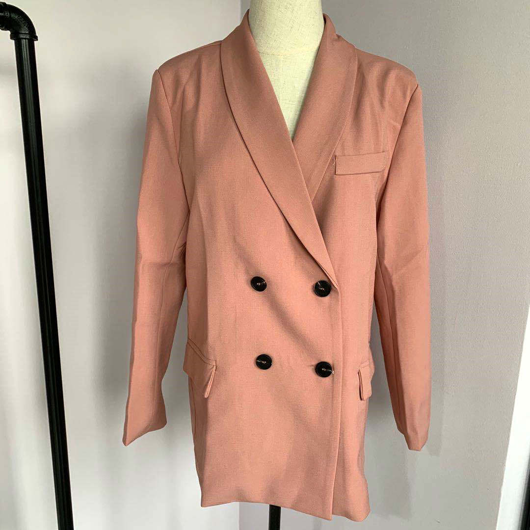 2021 High quality Women Blazer Suits Double Breasted Pink Blazer High Waist Skirt Office Lady Suits