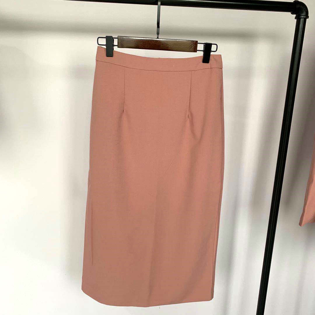2021 High quality Women Blazer Suits Double Breasted Pink Blazer High Waist Skirt Office Lady Suits