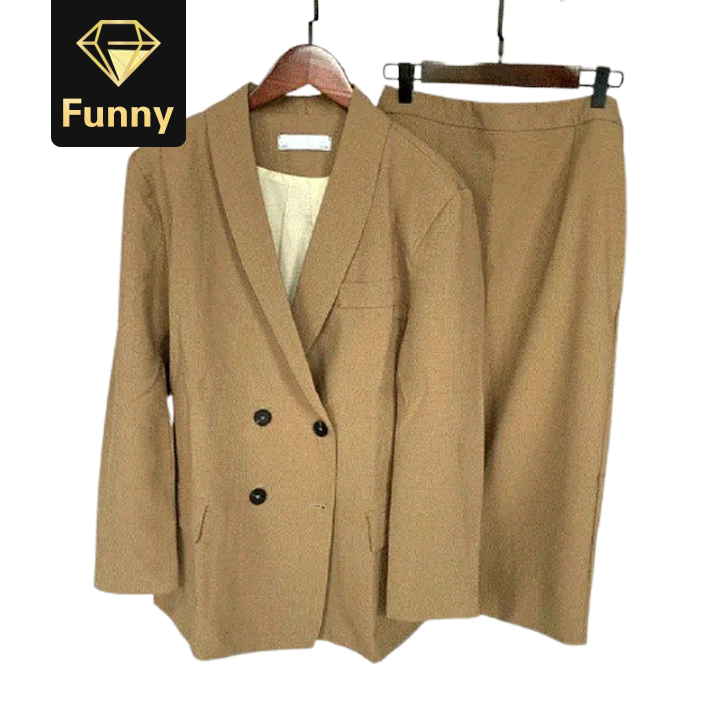 2021 High quality Women Blazer Suits Double Breasted Pink Blazer High Waist Skirt Office Lady Suits