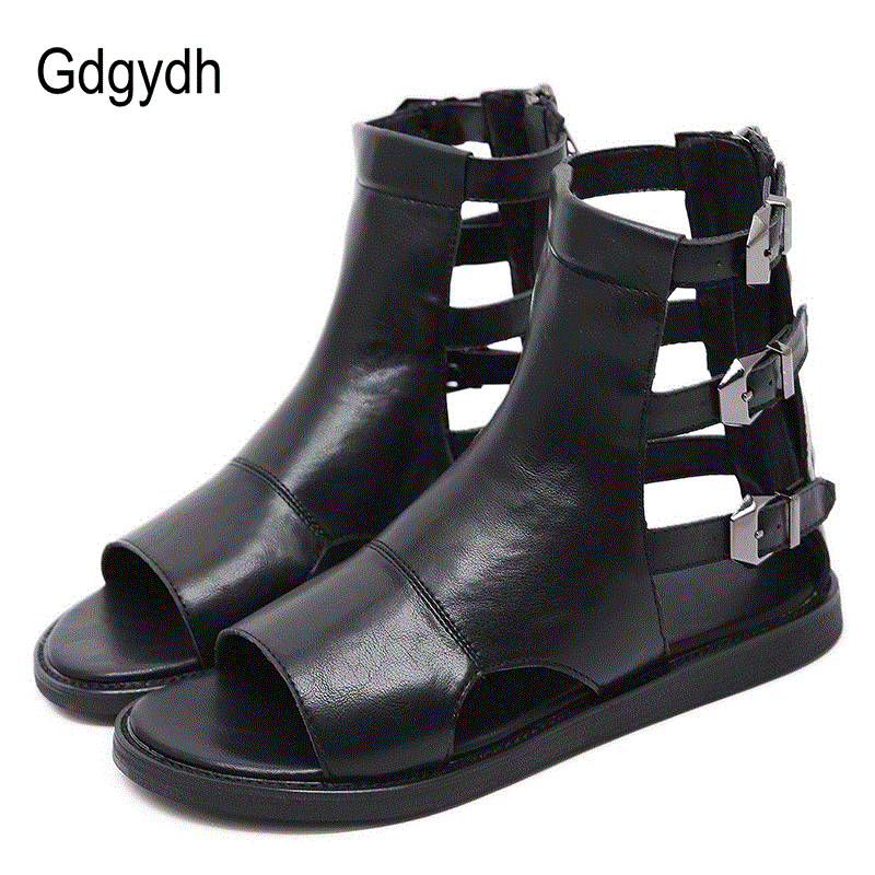 2021 High quality Buckle Flat Sandals Summer Women Roman Style Open Toe Vintage Flat Sandals