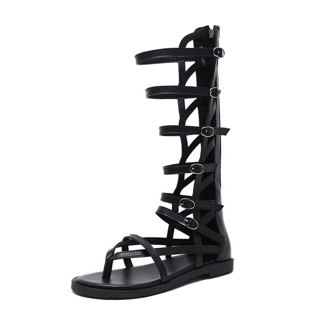 2021 High quality Women Sandals Women Flat Sandal Over The Knee Flip Flops Female Summer Sandals With Zipper